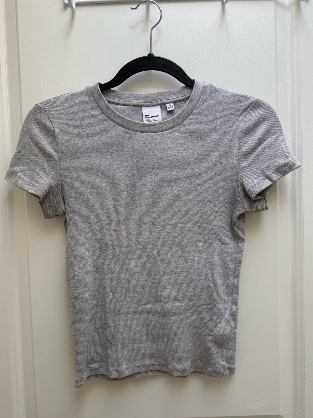 TNA Homestretch Ribbed Cropped Tee - Heather Chrome
